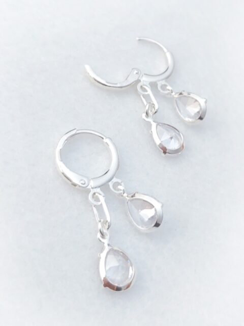 Brinco Argola Gota Dupla Cristal
