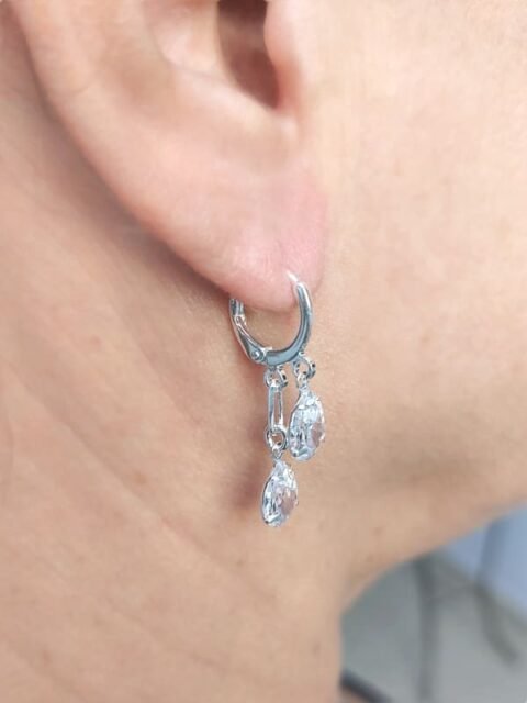 Brinco Argola Gota Dupla Cristal