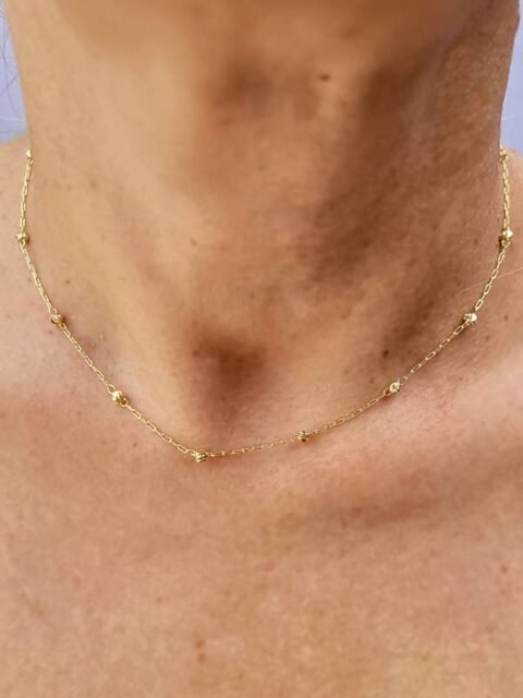 Colar Choker Bolinha Diamantada