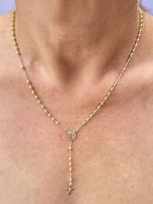 Colar Terço de São Bento Dourado